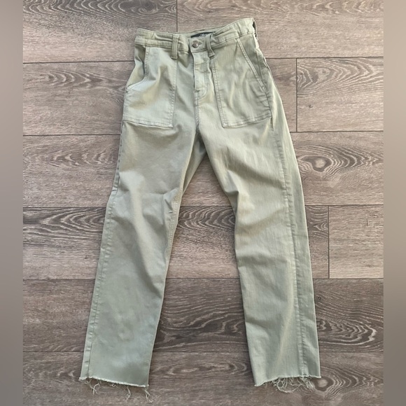 Mavi Sheila high rise, straight leg khaki coloured jeans 26/29 distressed hem - Picture 1 of 5